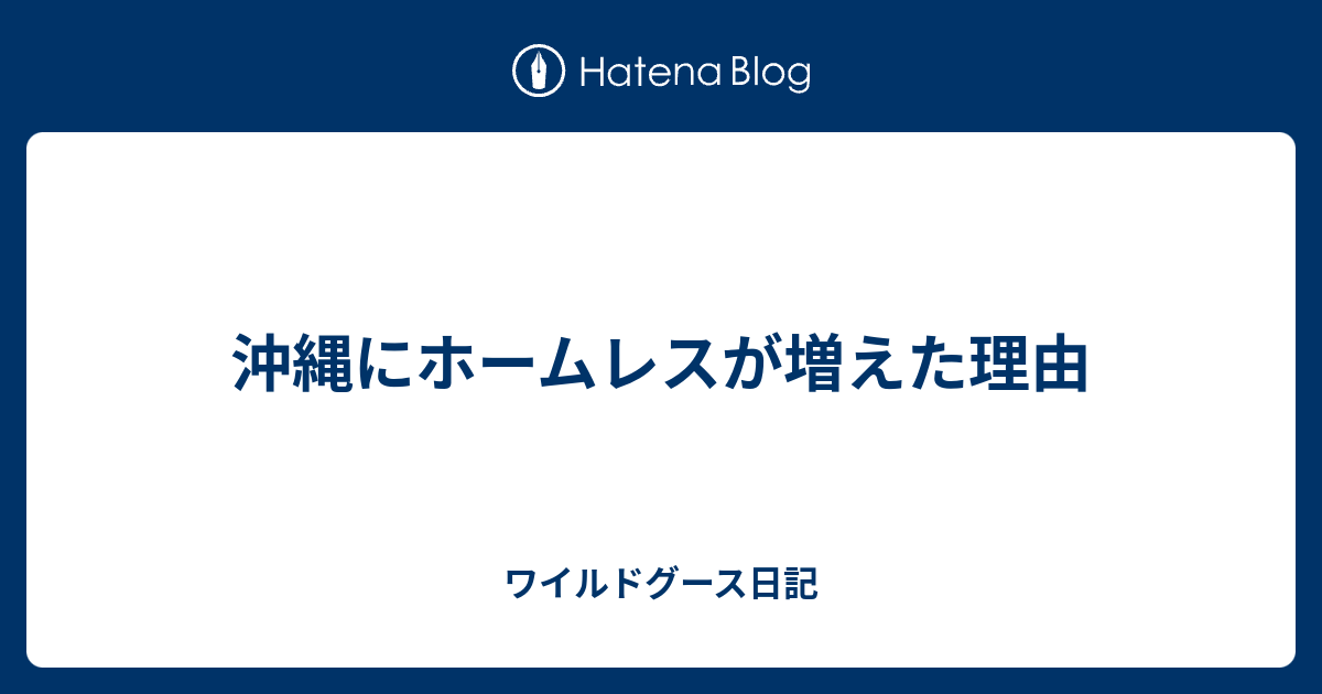 沖縄にホームレスが増えた理由 ワイルドグース日記