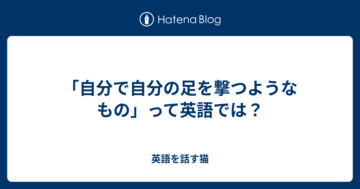 自分で自分の足を撃つようなもの って英語では 英語を話す猫