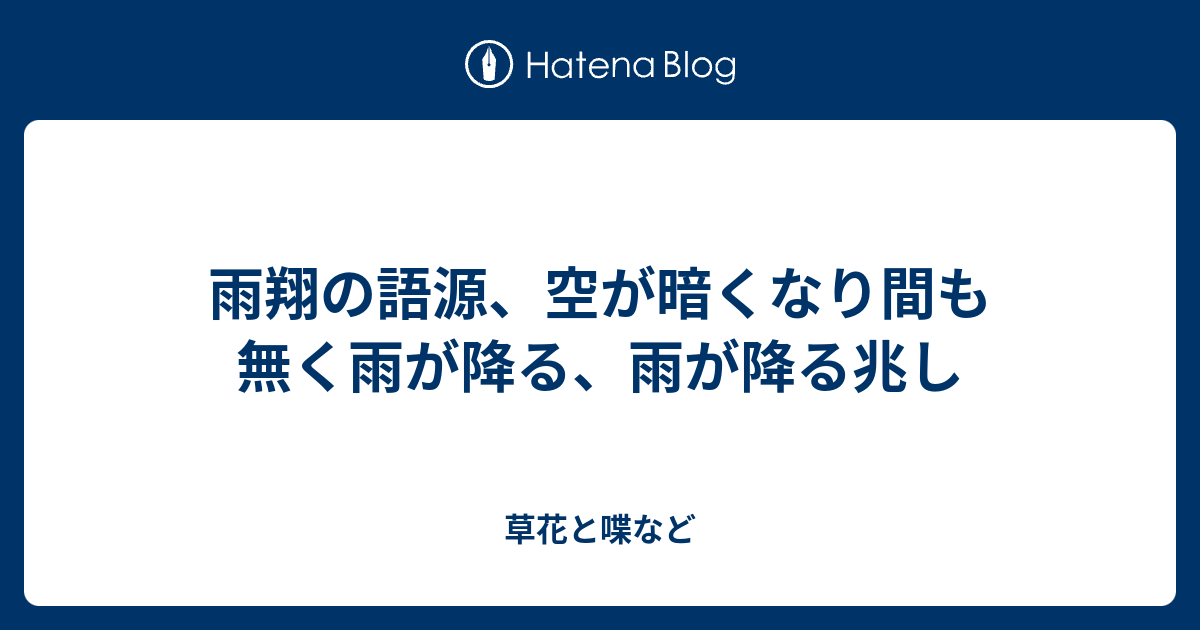 雨翔の語源 空が暗くなり間も無く雨が降る 雨が降る兆し 外国語散策