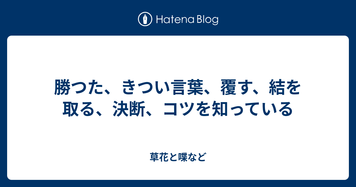 勝つた きつい言葉 覆す 結を取る 決断 コツを知っている 外国語散策