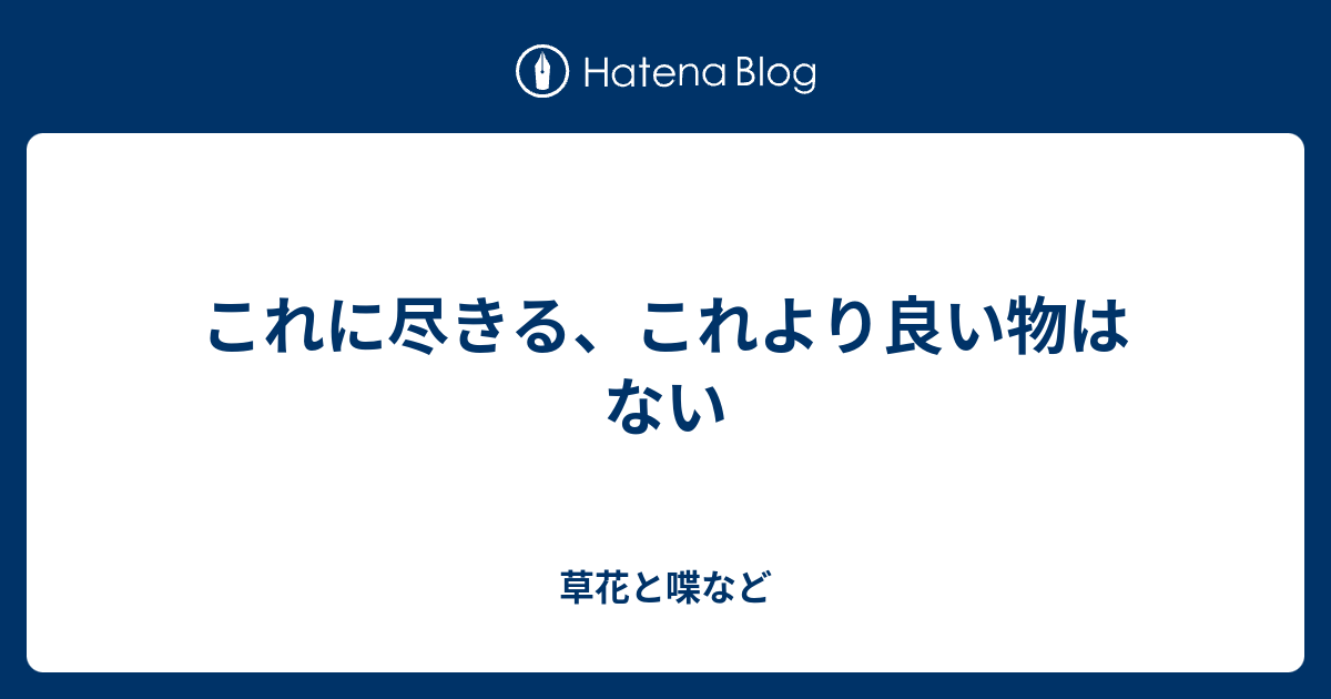 これに尽きる これより良い物はない 外国語散策