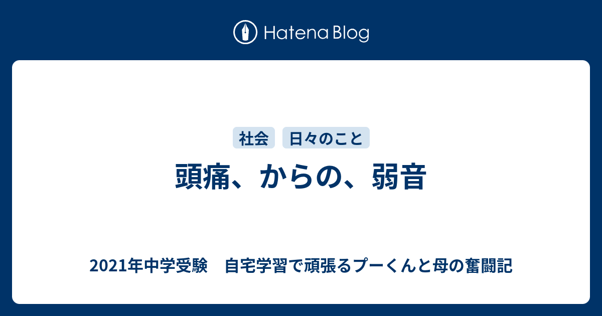 頭痛 からの 弱音 21年中学受験 自宅学習で頑張るプーくんと母の奮闘記