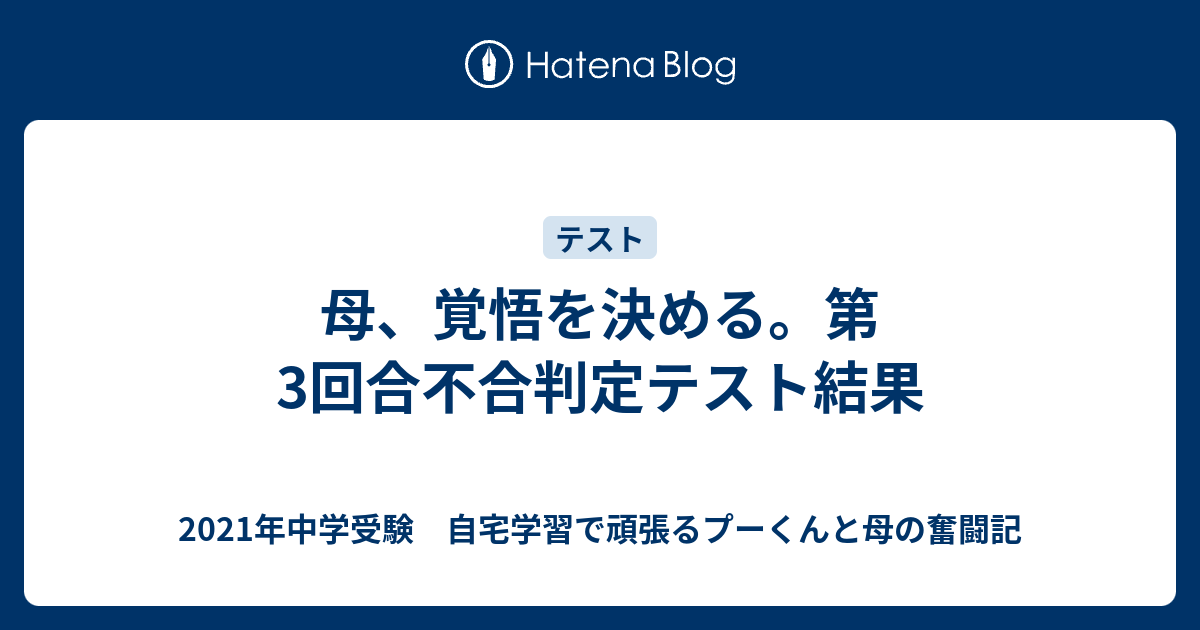 母 覚悟を決める 第3回合不合判定テスト結果 21年中学受験 自宅学習で頑張るプーくんと母の奮闘記