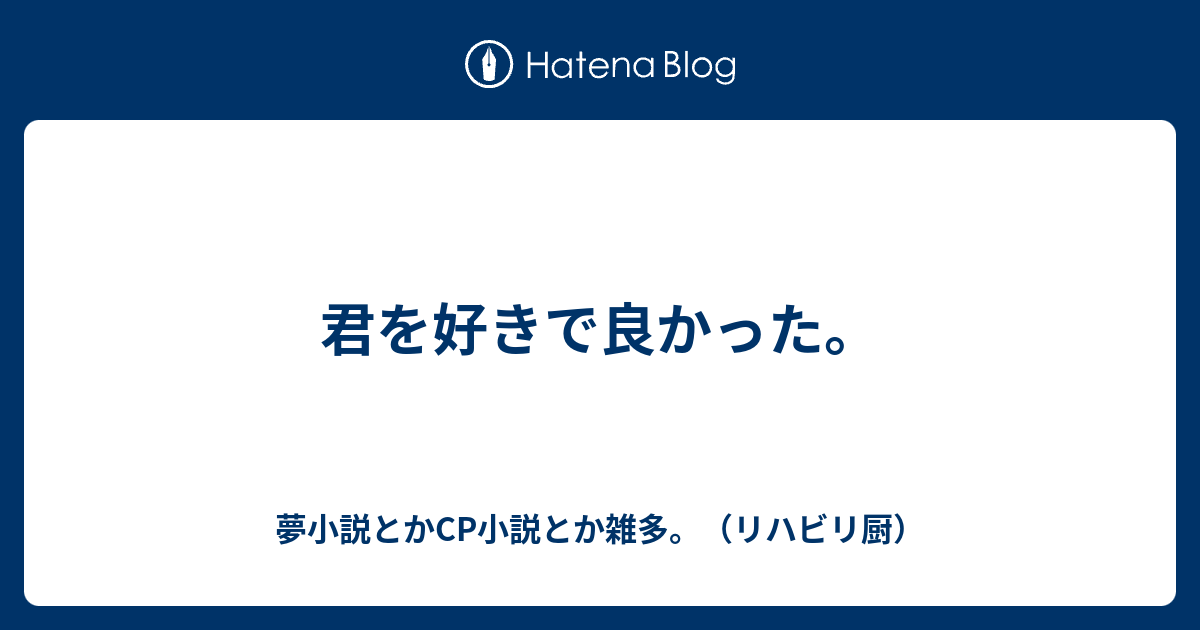 君を好きで良かった 夢小説とかcp小説とか雑多 リハビリ厨