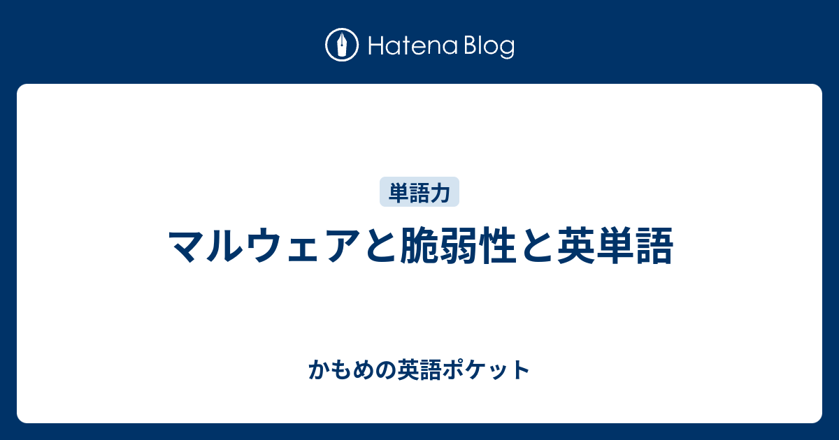 マルウェアと脆弱性と英単語 かもめの英語ポケット