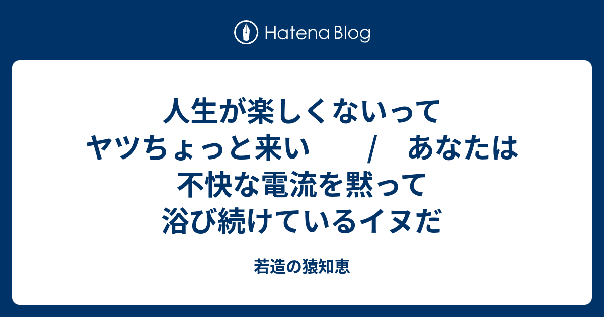 人生が楽しくないってヤツちょっと来い あなたは不快な電流を黙って浴び続けているイヌだ 若造の猿知恵