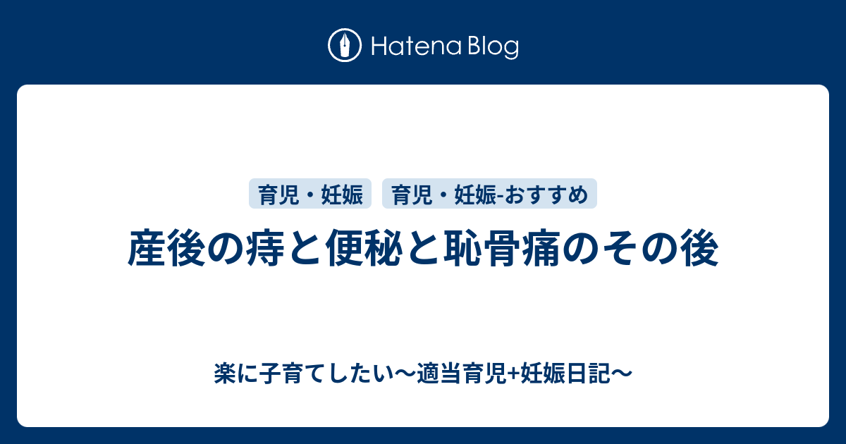 産後の痔と便秘と恥骨痛のその後 楽に子育てしたい 適当育児 妊娠日記