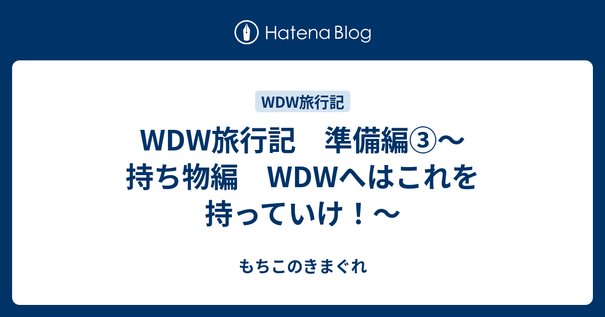 Wdw旅行記 準備編 持ち物編 Wdwへはこれを持っていけ もちこのきまぐれ