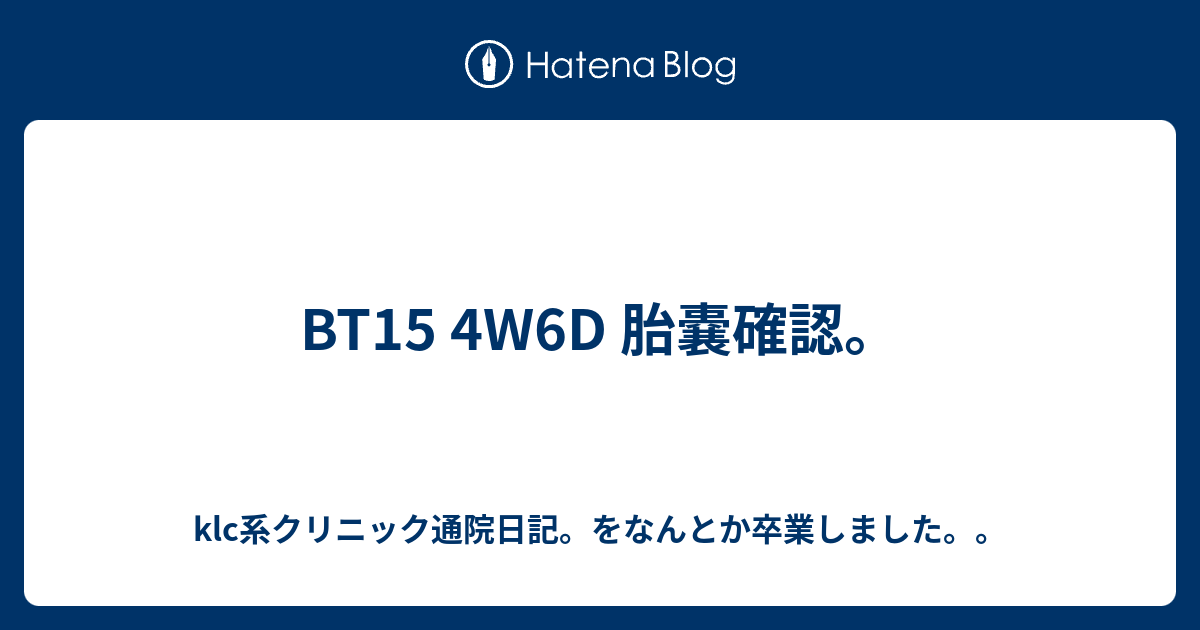 Bt15 4w6d 胎嚢確認 Klc系クリニック通院日記 をなんとか卒業しました
