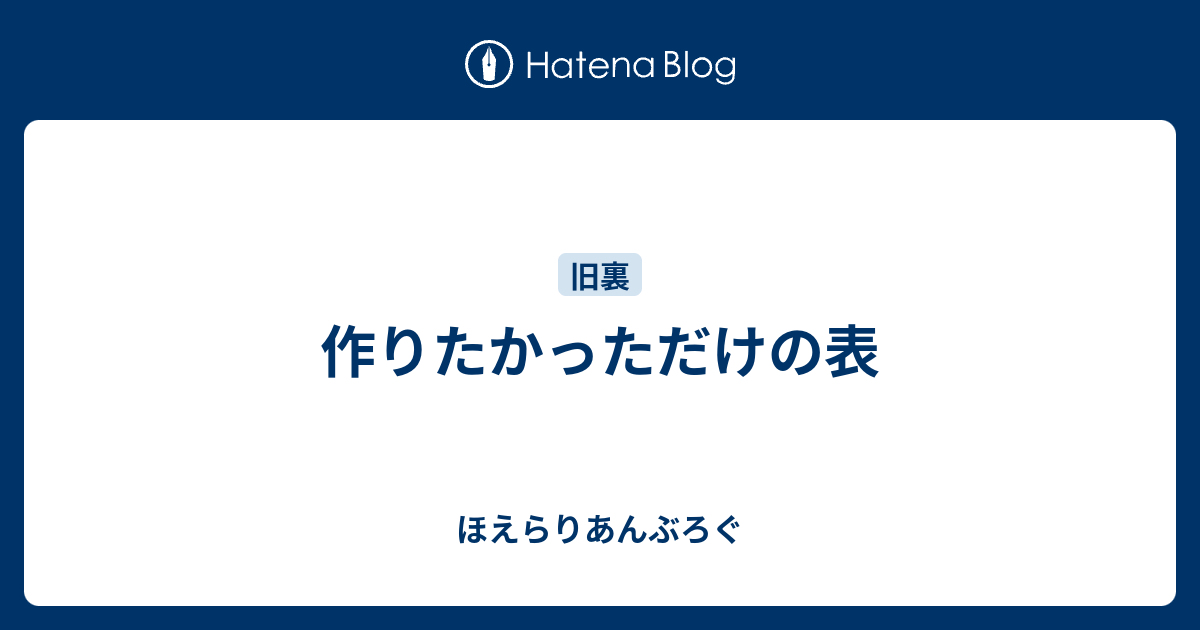 作りたかっただけの表 ほえらりあんぶろぐ