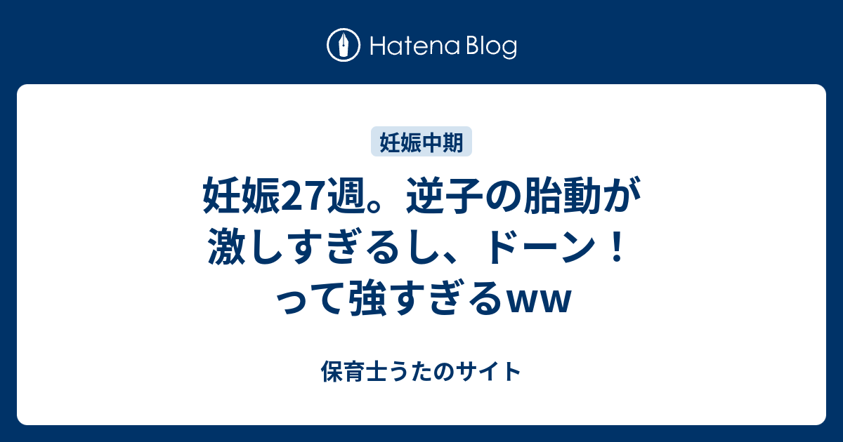 妊娠27週 逆子の胎動が激しすぎるし ドーン って強すぎるww うたの育児ブログ