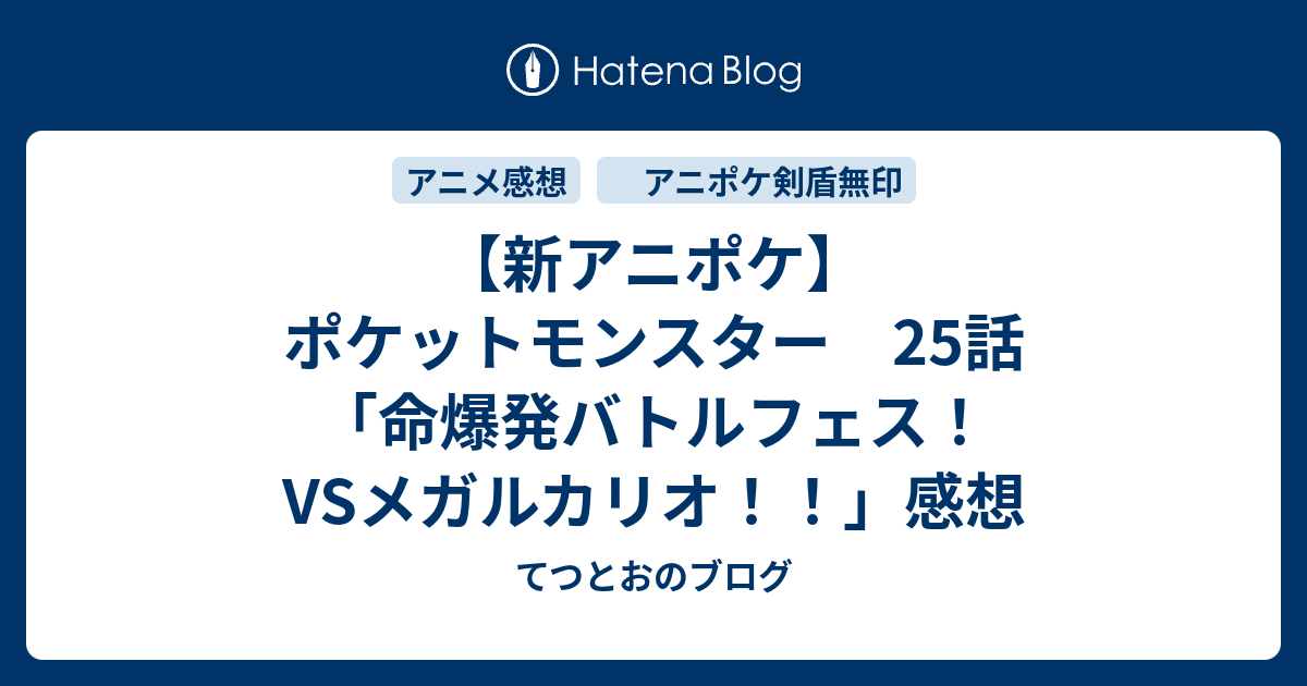 新アニポケ ポケットモンスター 25話 命爆発バトルフェス Vsメガルカリオ 感想 てつとおのブログ