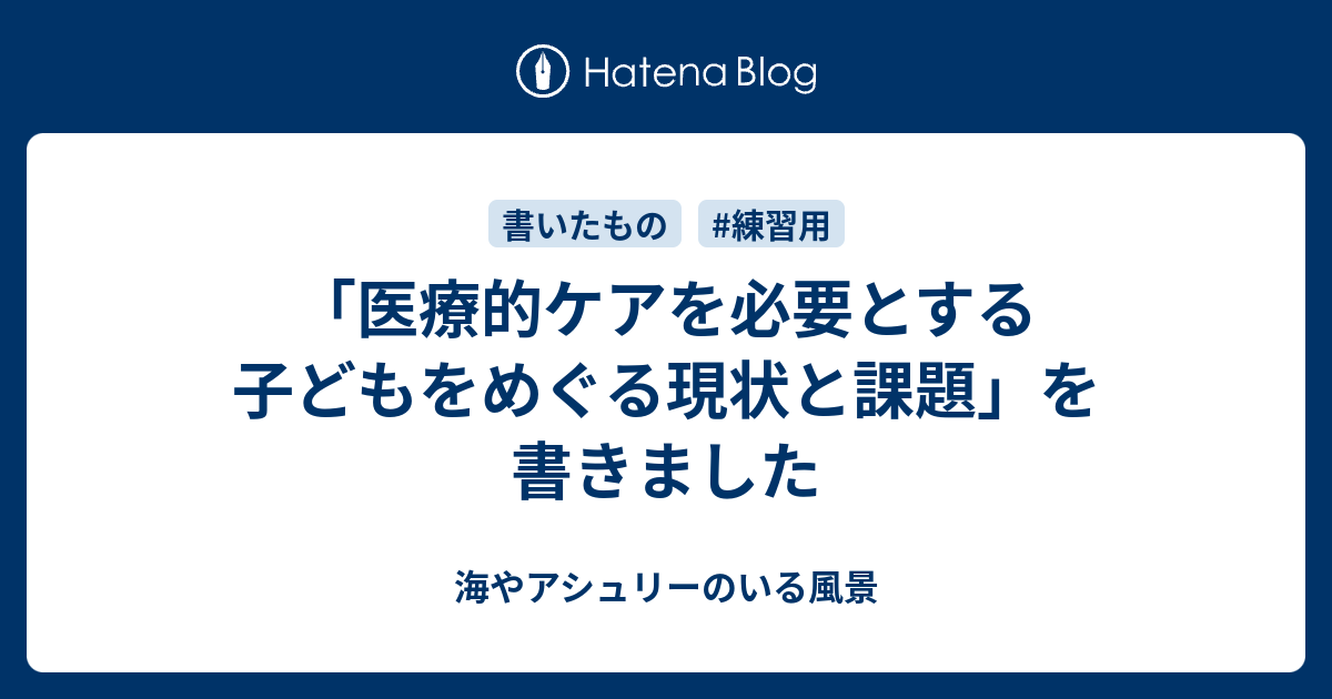 「医療的ケアを必要とする子どもをめぐる現状と課題」を書きました 海やアシュリーのいる風景