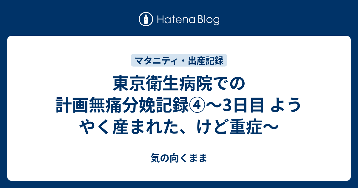 東京衛生病院での計画無痛分娩記録 3日目 ようやく産まれた けど重症 気の向くまま