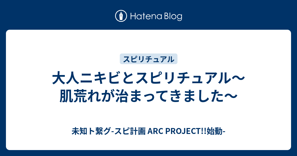 大人ニキビとスピリチュアル 肌荒れが治まってきました 未知ト繋グ スピ計画 Arc Project 始動