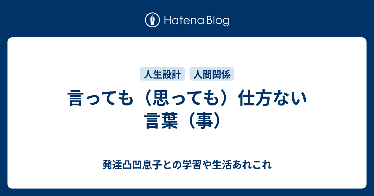 言っても（思っても）仕方ない言葉（事） - 発達凸凹息子との学習や生活あれこれ