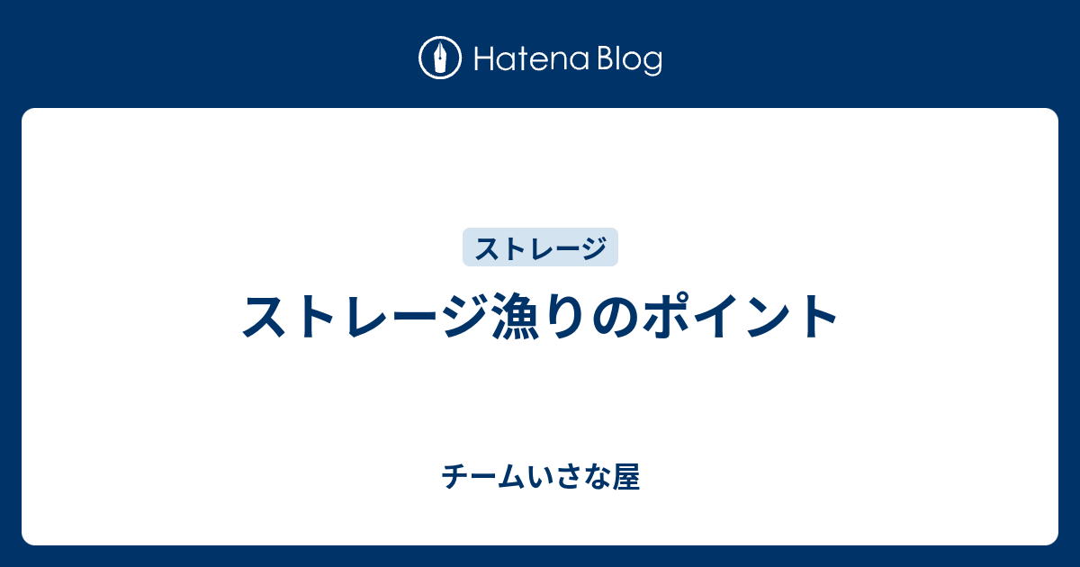 ストレージ漁りのポイント チームいさな屋