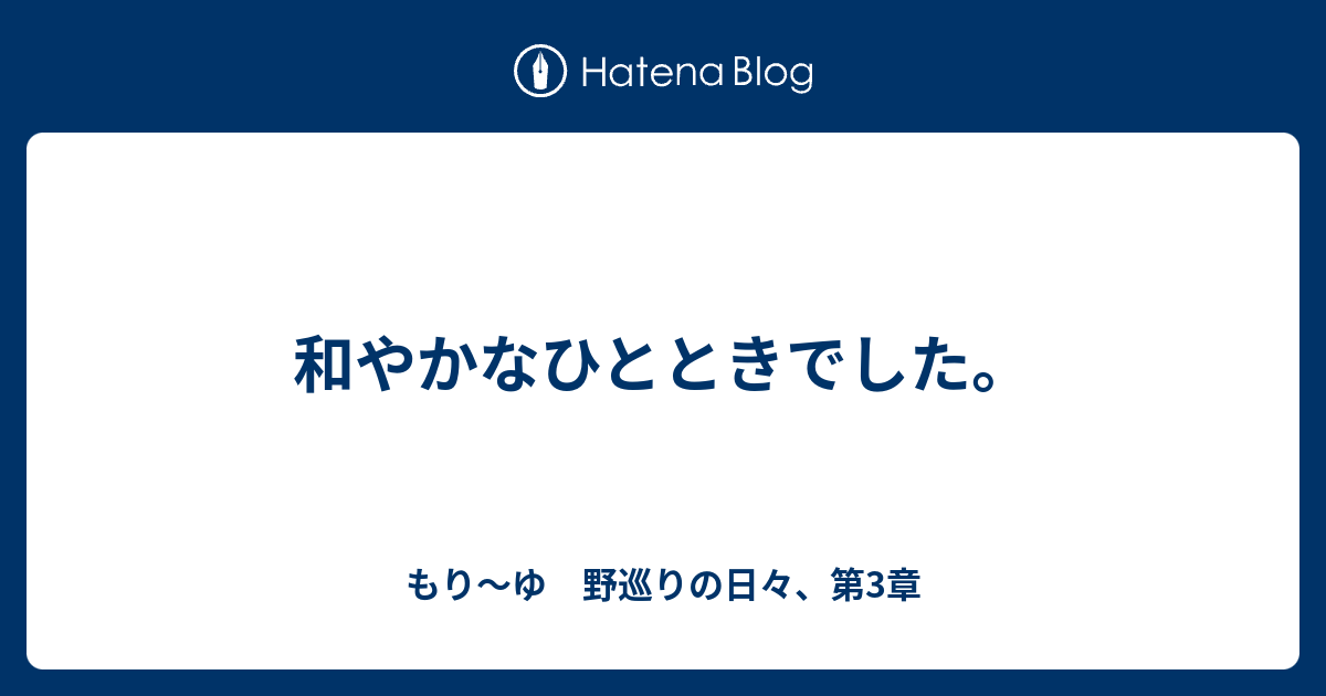 和やかなひとときでした。 - もり～ゆ 野巡りの日々、第3章