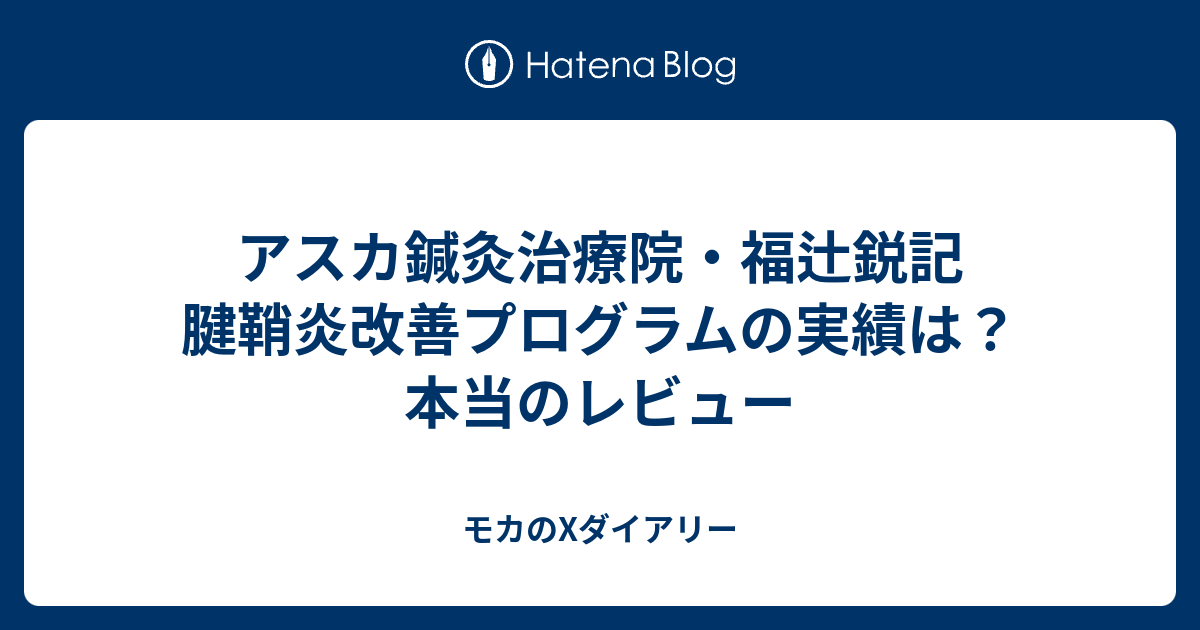 アスカ鍼灸治療院・福辻鋭記 腱鞘炎改善プログラムの実績は？ 本当のレビュー モカのXダイアリー