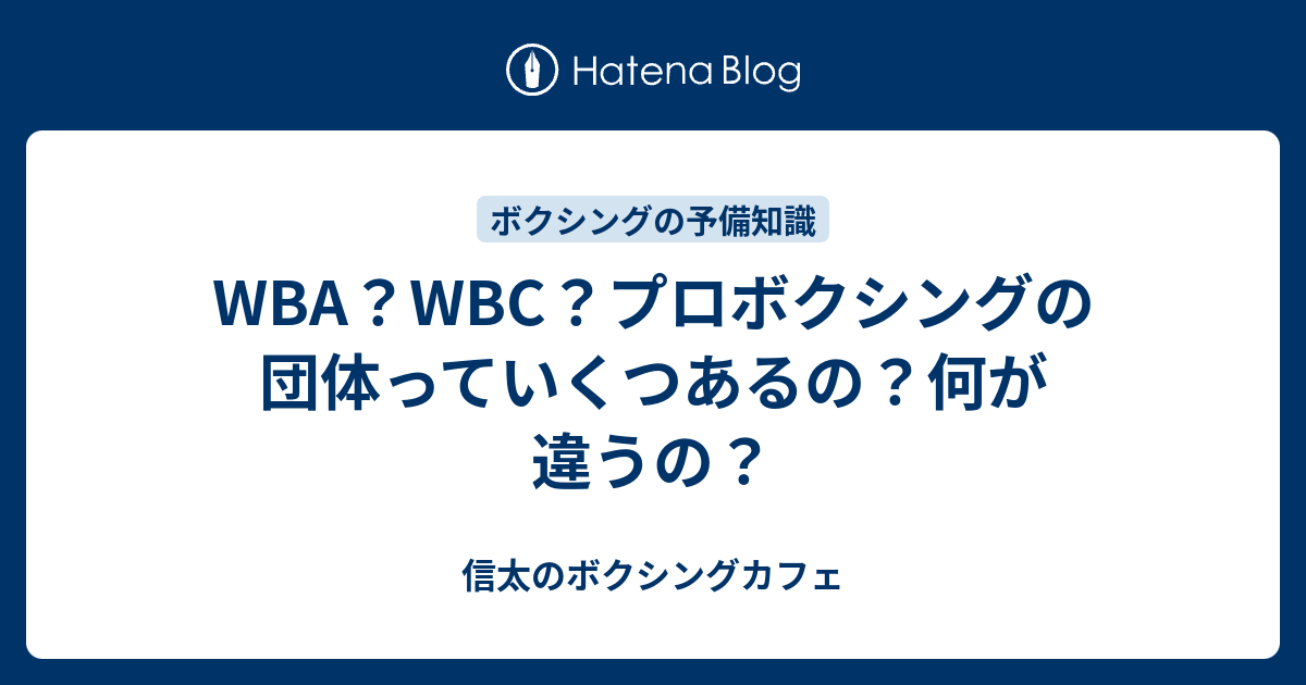 Wba Wbc プロボクシングの団体っていくつあるの 何が違うの 信太のボクシングカフェ