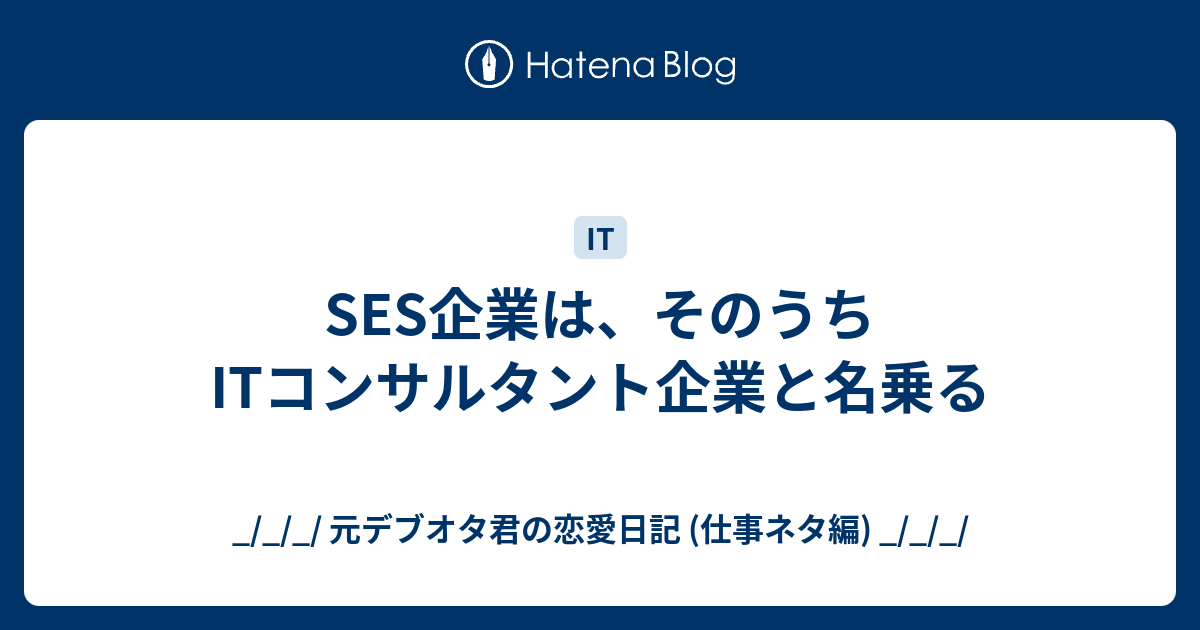 Ses企業は そのうちitコンサルタント企業と名乗る 元デブオタ君の恋愛日記 仕事ネタ編