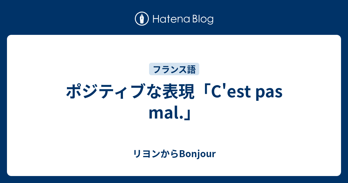 ポジティブな表現「C'est pas mal.」 リヨンからBonjour