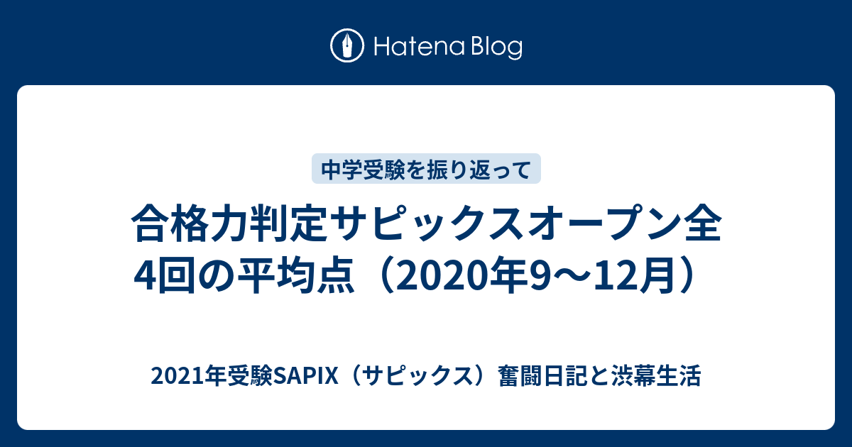 2020年実施 第1回 第2回 第3回 第4回 合格力判定サピックスオープン