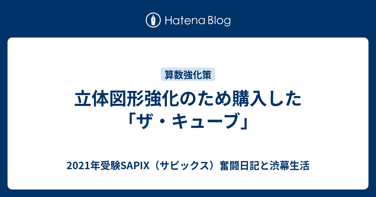 立体図形強化のため購入した「ザ・キューブ」 - 2021年受験SAPIX