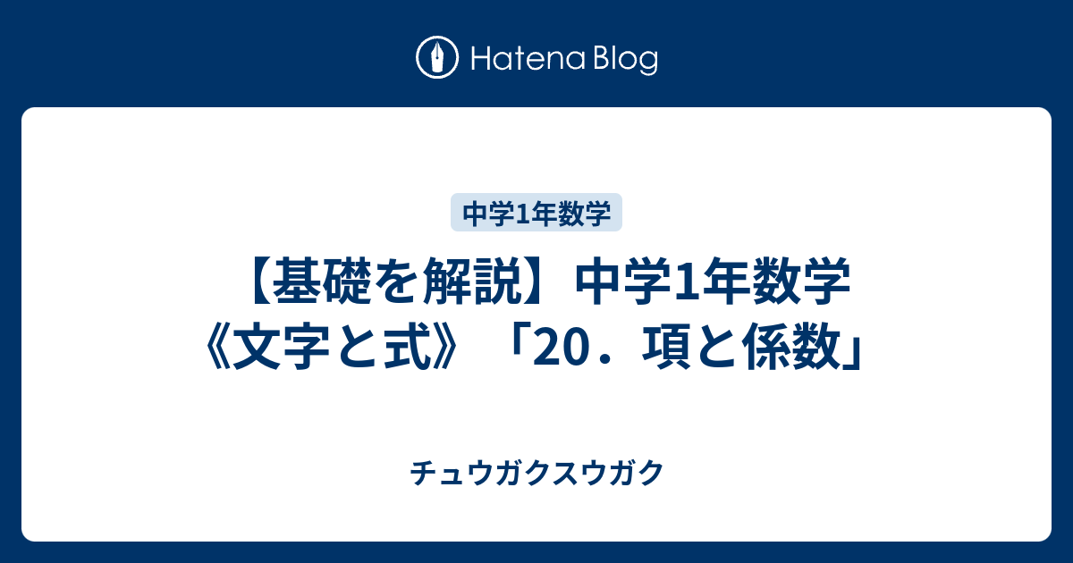 基礎を解説 中学1年数学 文字と式 項と係数 チュウガクスウガク