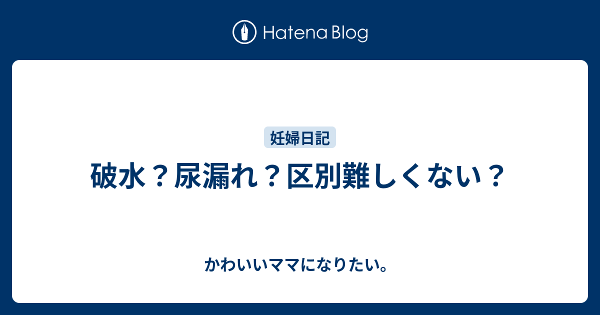 破水 尿漏れ 区別難しくない かわいいママになりたい