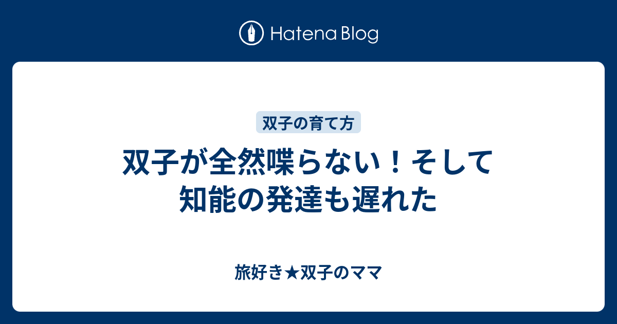 双子が全然喋らない そして知能の発達も遅れた 旅好き 双子のママ