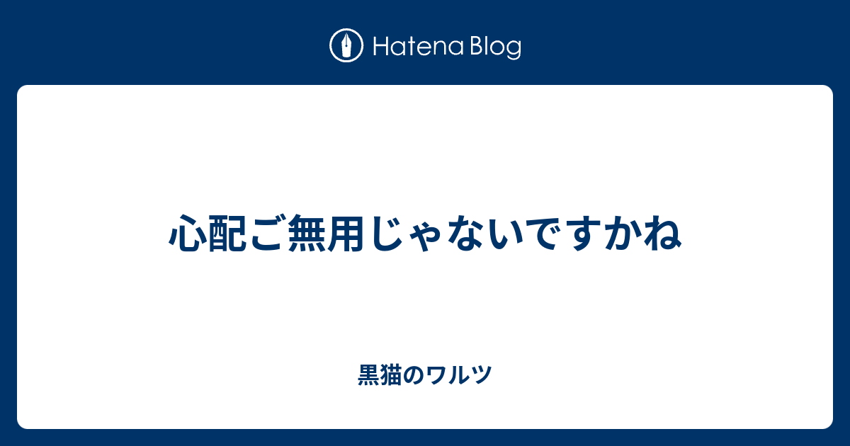心配ご無用じゃないですかね 黒猫のワルツ