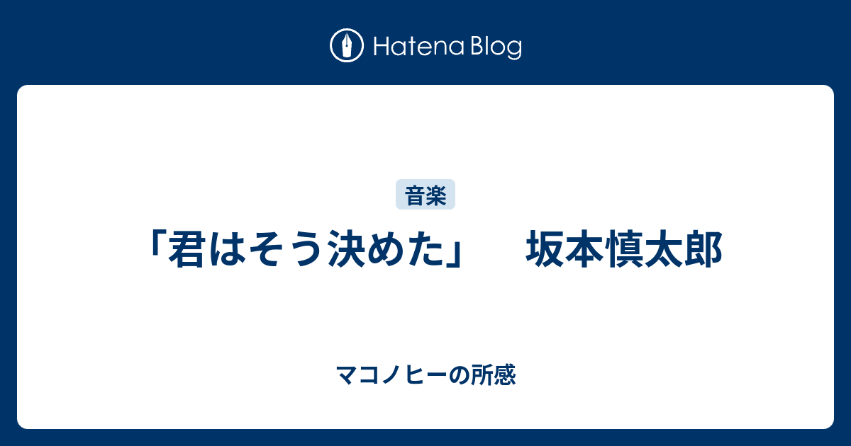 君はそう決めた 坂本慎太郎 マコノヒーの所感