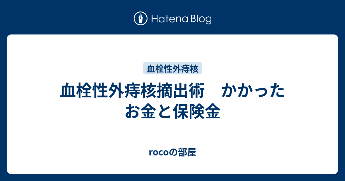 血栓性外痔核摘出術 かかったお金と保険金 - rocoの部屋