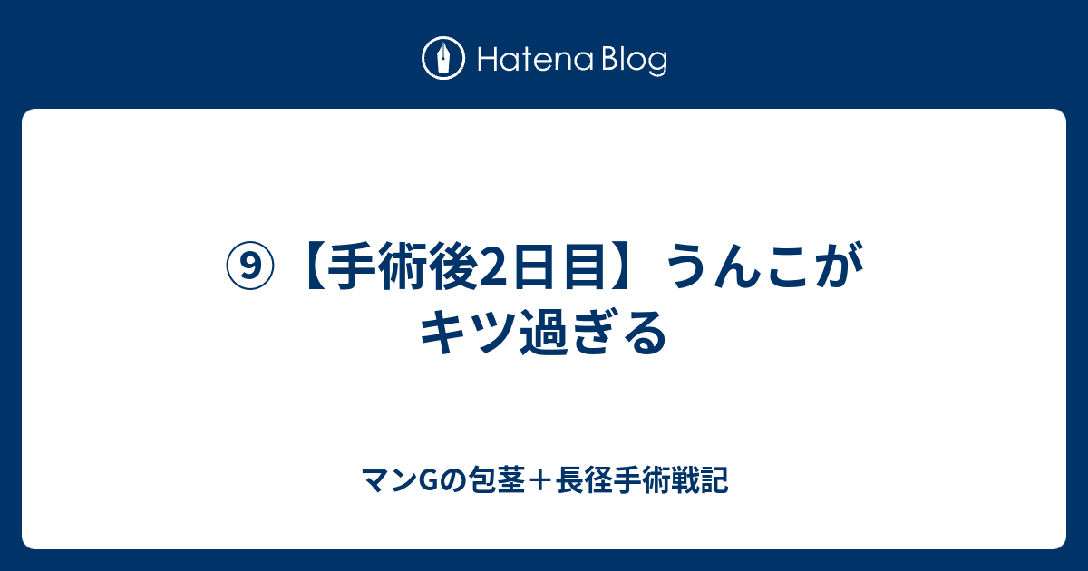 ⑨【手術後2日目】うんこがキツ過ぎる - マンGの包茎＋長径手術戦記