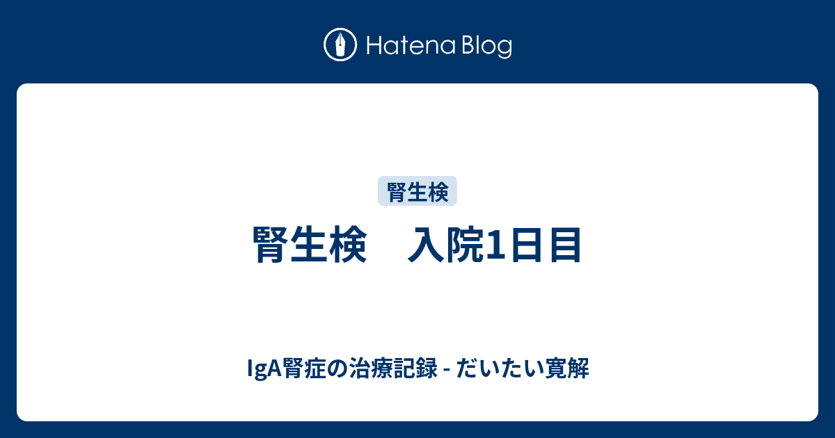 腎生検 入院1日目 Iga腎症の治療記録 寛解目指して