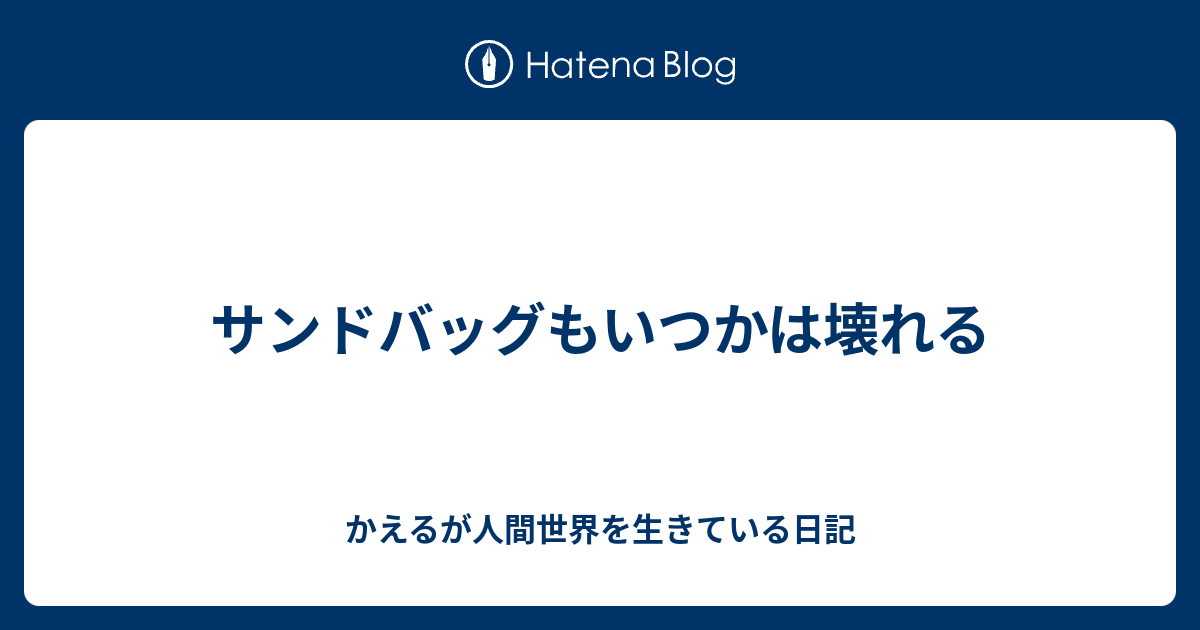 サンドバッグもいつかは壊れる かえるが人間世界を生きている日記