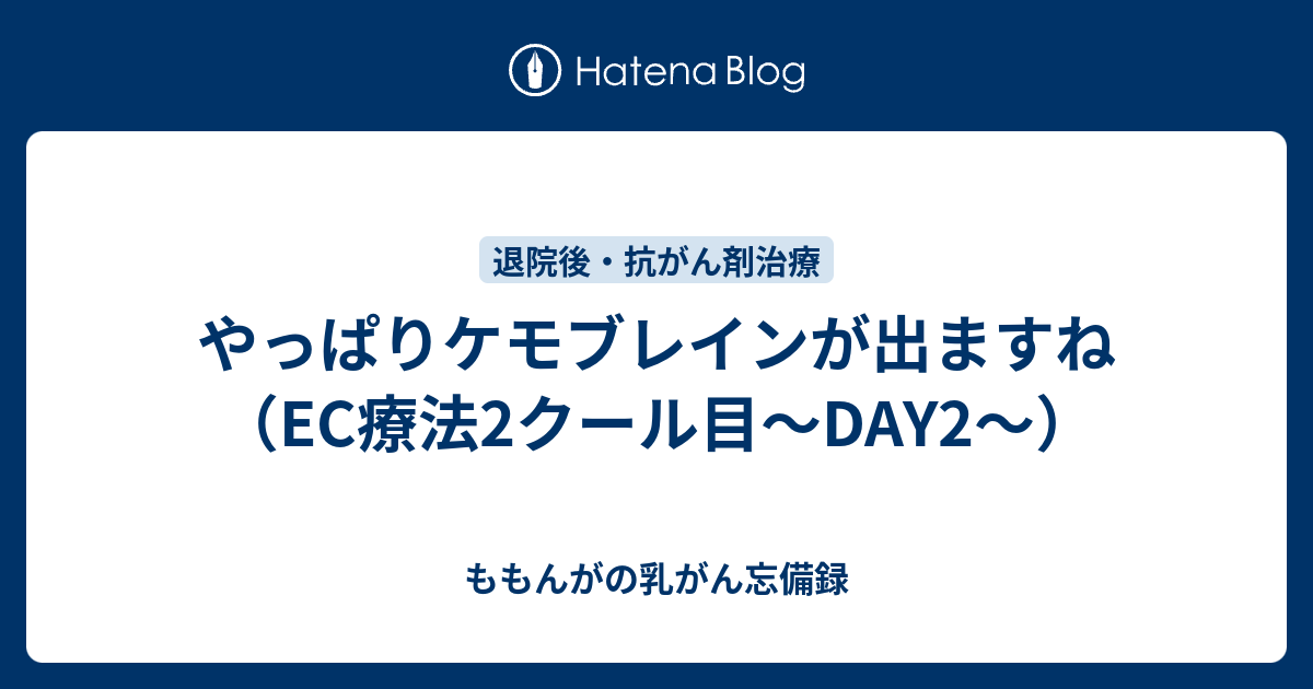 やっぱりケモブレインが出ますね（EC療法2クール目〜DAY2〜） ももんがの乳がん忘備録