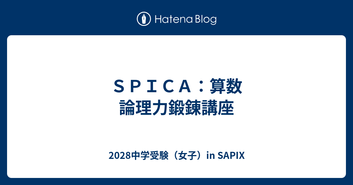 SPICA 算数　小3論理力鍛錬講座　夏期講習会スピカ