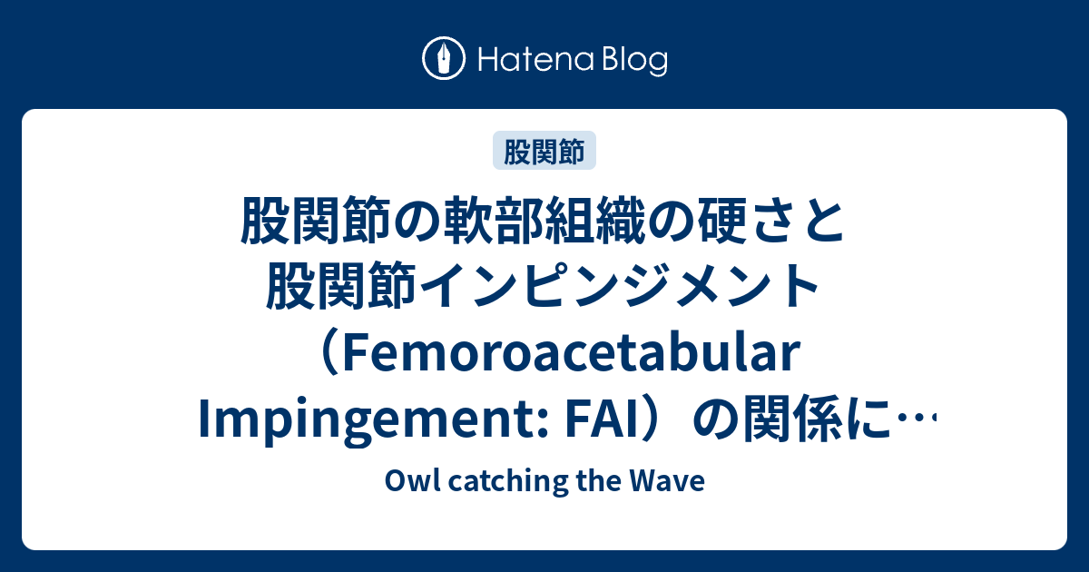 股関節の軟部組織の硬さと股関節インピンジメント（Femoroacetabular Impingement: FAI）の関係について - Owl ...