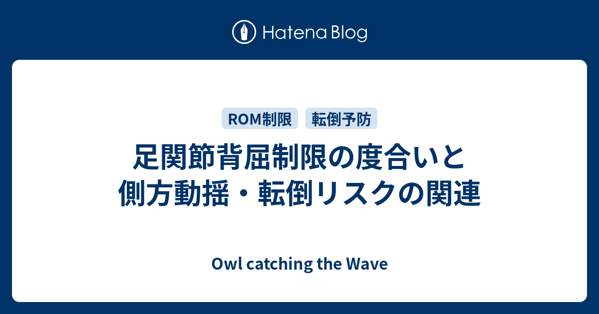 足関節背屈制限の度合いと側方動揺・転倒リスクの関連 - Owl catching the Wave
