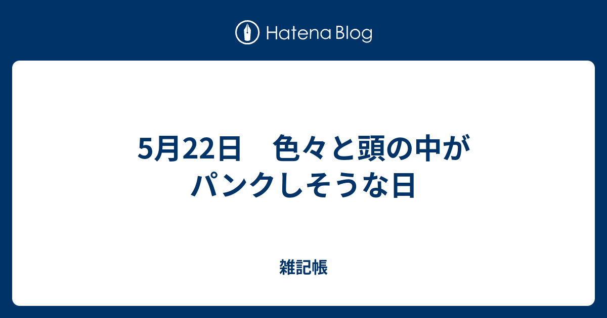 5月22日 色々と頭の中がパンクしそうな日 雑記帳