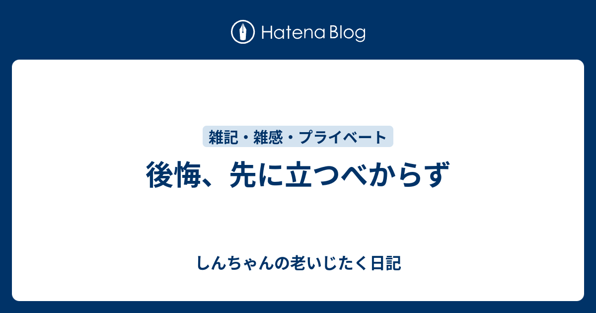 後悔 先に立つべからず しんちゃんの老いじたく日記