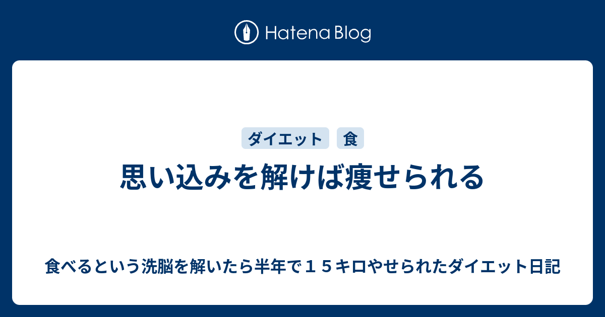 思い込みを解けば痩せられる 食べるという洗脳を解いたら半年で１５キロやせられたダイエット日記