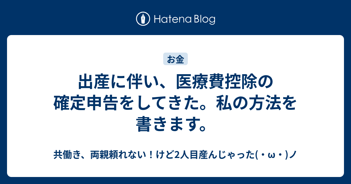 出産に伴い 医療費控除の確定申告をしてきた 私の方法を書きます 共働き 両親頼れない けど2人目産んじゃった W ノ