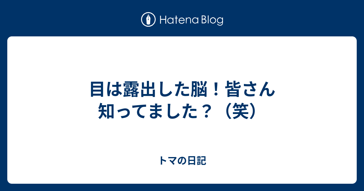 目は露出した脳 皆さん知ってました 笑 トマの日記