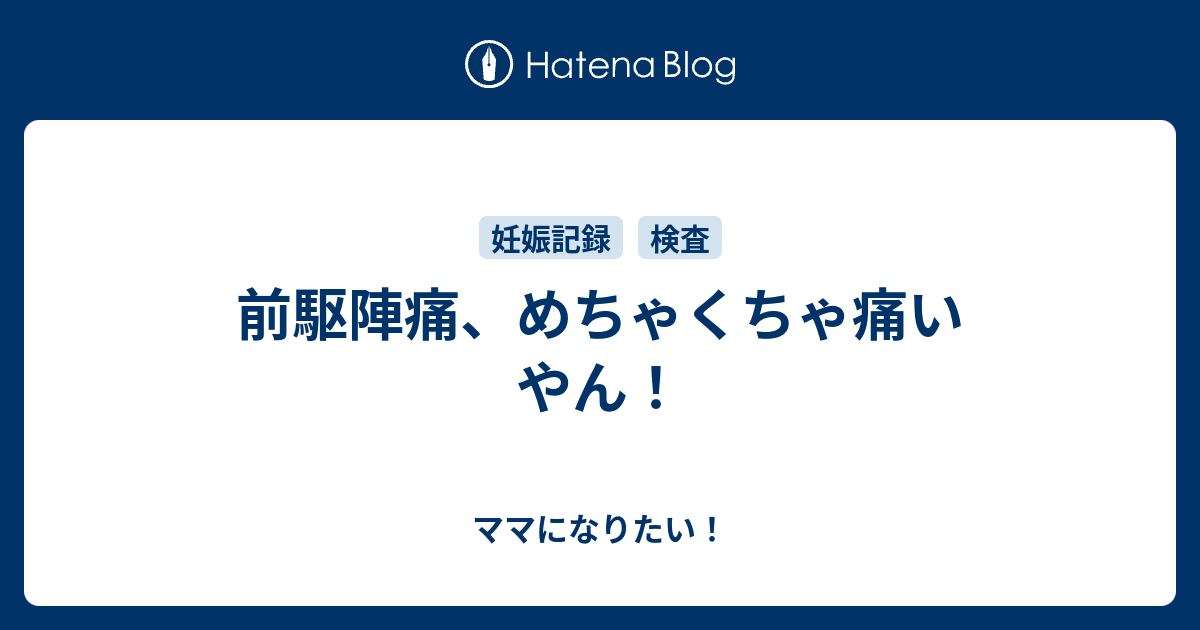 前駆陣痛 めちゃくちゃ痛いやん ママになりたい