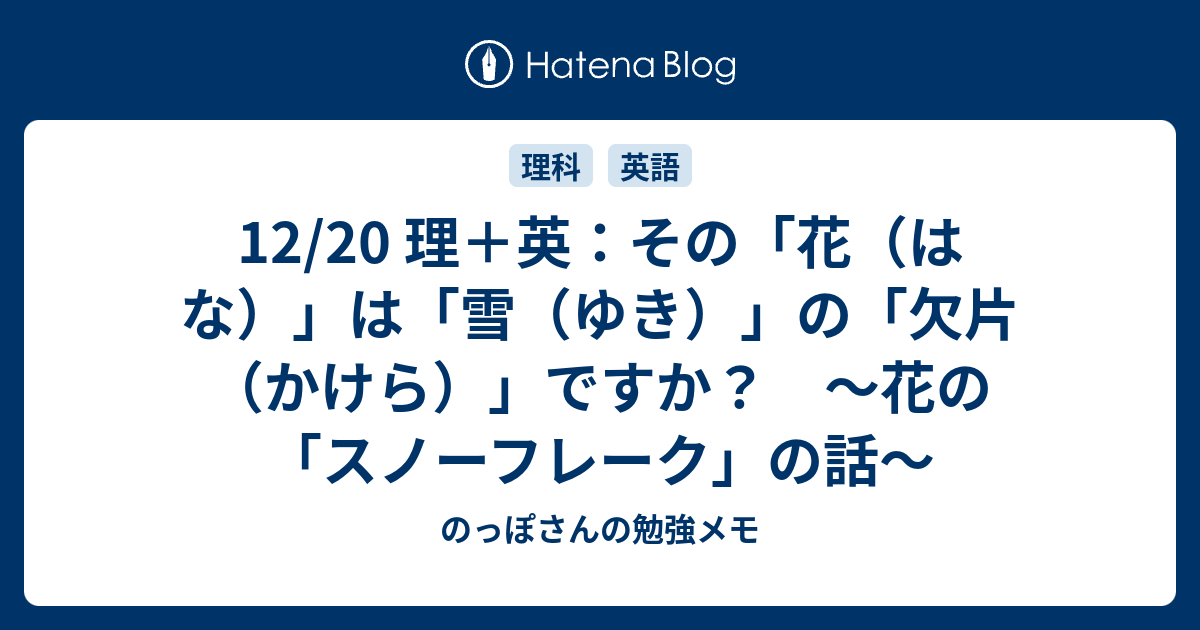 12 理 英 その 花 はな は 雪 ゆき の 欠片 かけら ですか 花の スノーフレーク の話 のっぽさんの勉強メモ