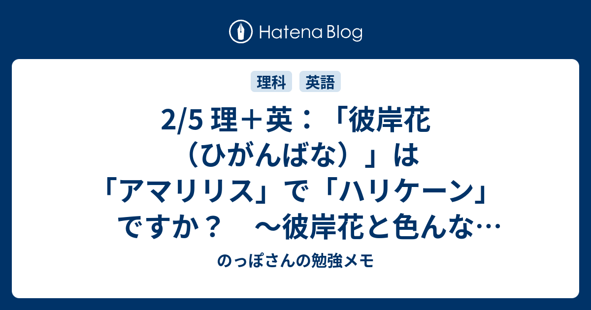 2 5 理 英 彼岸花 ひがんばな は アマリリス で ハリケーン ですか 彼岸花と色んな呼び名 のっぽさんの勉強メモ