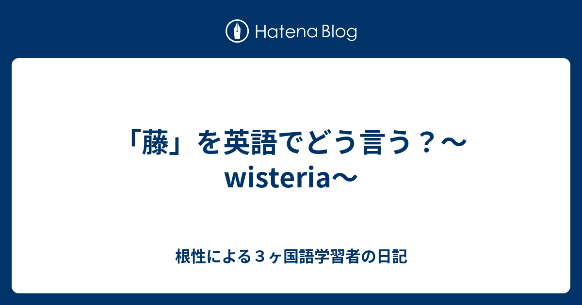 藤 を英語でどう言う Wisteria 根性による３ヶ国語学習者の日記